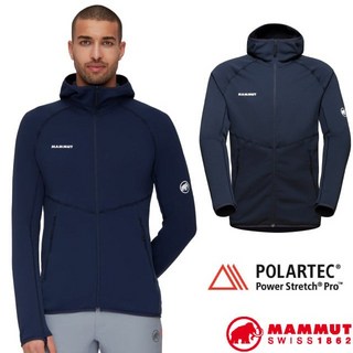 MAMMUT 長毛象 男保暖抗風連帽刷毛外套 Polartec Aconcagua 登山外套，保暖舒適，連帽抗風，適合登山健行