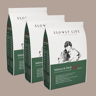 슬로울리라이프 노령견 노견 전용 사료 시니어 항산화보충 부드러운 소프트사료, 10+(10~12세), 3개, 1.6kg, 연어+오리