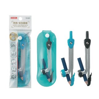 COX 三燕 安全圓規 鉛筆型 顏色隨機 學生繪圖必備, 1個