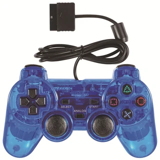 PS2/PS1 콘솔용 투명 유선 컨트롤러 진동 조이스틱 게임패드 소니 플레이스테이션2용 만도, 05 Transparent Blue
