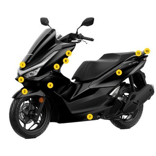 2025 PCX 순정형 커버 풀세트 카바세트, 1개, 유광블랙