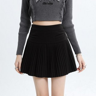 영메이 YM23291 여성 모직 주름 미니 스커트