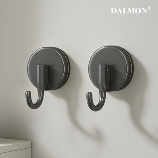 달몬 무타공 다용도 진공 흡착식걸이 벽걸이후크, 2개, 다크그레이