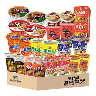 농심 오뚜기 팔도 삼양 컵 라면 24입 ( 신라면 육개장 진순 진매 왕뚜껑 짜파게티 새우탕 도시락 튀김우동 참깨 스낵 삼양 ), 1세트