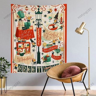 聖誕上新 聖誕節裝飾 聖誕樹背景布掛布溫馨宿捨裝飾臥室房間墻壁改造豎版聖誕節裝飾布 耶誕節佈置 背景布 墻麵佈置, LCR02,寬0.7米高1米送工具包