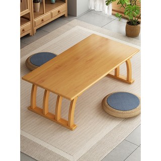 日式實木榻榻米茶几 禪意坐地小桌子 客廳家用飄窗茶臺炕桌 (可貨到付款), 1個, 原色款86CM,組裝
