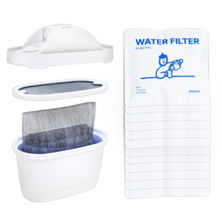[브리타 정수기 필터 호환] 재사용 가능한 국내생산 도토리필터, 12개월 세트 (본품1개 + 리필용 주머니 12개)
