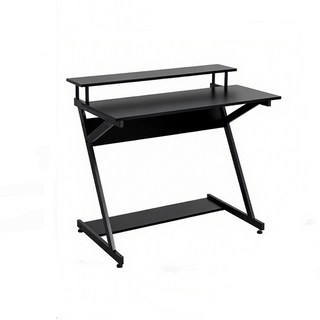 簡約現代黑色書桌，附層架學生辦公桌，穩固耐用, 黑色