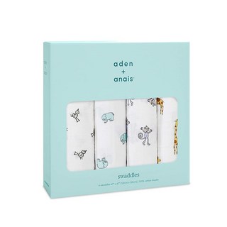 aden + anais(에덴앤아네이) 속싸개 거즈 베이비 【일본 정품 aden + anais 겉싸개 4장 세트 정글잼 모슬린코튼 100%사용 】 120 × 120cm