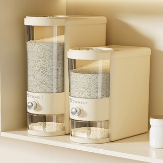 코믈리 원터치 계량 다용도 밀폐 쌀통, 1개, 크림 화이트