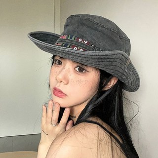 加大民族牛仔帽女復古辣妹漁夫帽防曬西部水洗登山帽子戶外遮陽