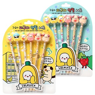포포팬시 귀요미 룰루랄라 캐릭터 연필 B 6p, 블루도트 + 옐로도트 + 아이보리구름 + 옐로스타, 2세트