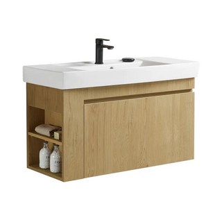 KARAT凱樂衛浴 米萊松悟防水浴櫃 92cm 100%防水浴櫃組 (橡木紋) K-1743 KC-743CLN, 1個, 左側開, 橡木紋