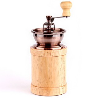 원통 수동 핸드밀 엔틱 핸드드립 핸드 원두 커피 그라인더, 1개, 우드, 150ml