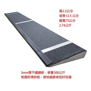 斜坡板專家 不鏽鋼門檻斜坡板 SGS認證 輕量質硬 台灣製造 工廠直營, 1個, 不鏽鋼門檻斜坡板 / 高度2.5cm
