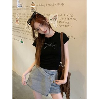 韓版女上衣 短版露肚 素色棉T恤 黑