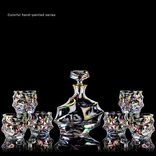 크리스탈위스키 병 컵 세트 디켄터 이탈리아 무라노 디자인 크리스탈 와인 수제 에나멜 글레이즈 컬러 위스키 디캔터 수트 럭셔리 레인보우 음료 유리, 1개