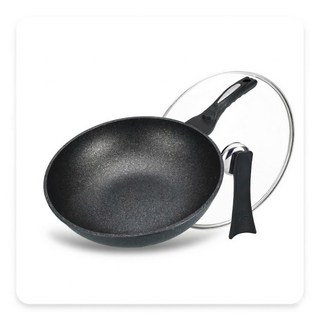 OLKO 麥飯石不沾炒鍋 32cm 直徑 瓦斯爐電磁爐通用, 1個, 【有蓋】30cm