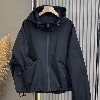 트렌치코트 남녀공용 후드 집업 여성 바람막이 점퍼 크롭 자켓 캐주얼 여성용 상의 D88U