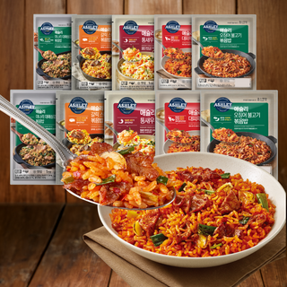 애슐리 볶음밥 10인분 (갈릭스테이크2+통새우2+미나리대패삼겹살2+오징어불고기2+대파제육2)