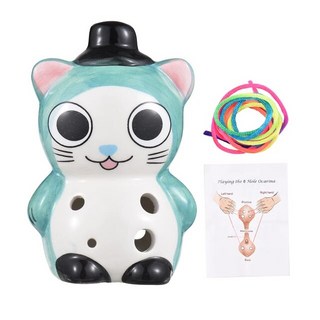 6 홀 세라믹 오카리나 귀여운 동물 스타일 악기 끈 포함 음악 애호가 학습자를 위한 악보, [02] Green, 02 Green, 1개