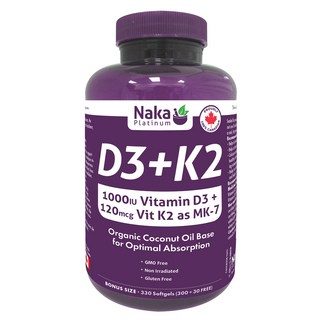캐나다 비타민 D 보충제 베스트 셀러 Top, 1개, 25.나카 비타민 D3 1000IU+K2 330sg, 330정