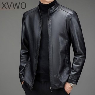 XVWO 입깃 중년남성 가죽자켓 PU 가죽 재킷 겨울 방한 바람막이 아우터 [40-70대]