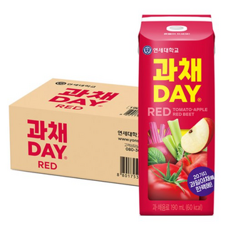 연세유업 과채데이 음료 레드, 190ml, 24개