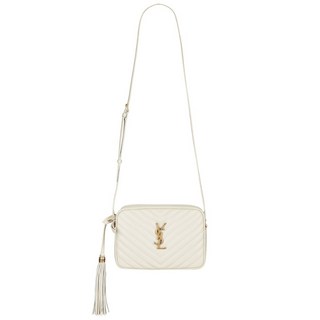 【YSL】SAINT LAURENT 專櫃經典款Loulou Y縫小牛皮流蘇絎縫金釦相機包斜背包, 1個