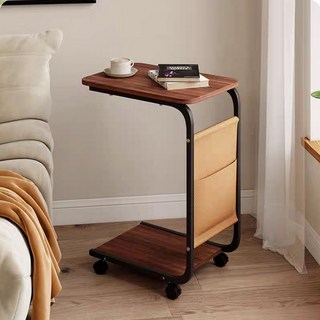 BLACK K7 티테이블 원룸 다용도 간이 나무 쇼파 거실 침대 이동식 사이드 테이블 협탁 식탁 책상, 월넛