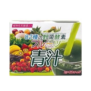 HIKARI 大麥若葉青汁 82種蔬果酵素 3g x25包 日本原裝進口 水果風味 膳食纖維, 1個, 25份