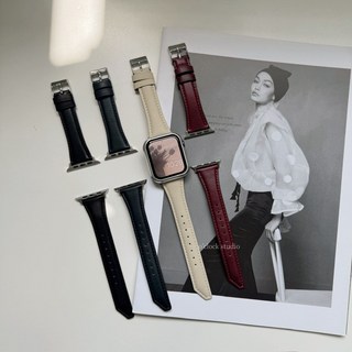 O'CLOCK STUDIO 古典斜尾造型 真皮錶帶 適用於 Apple Watch, 1個