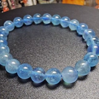靈石有約 高貨魔鬼藍海藍寶手鍊 7.6mm珠徑 手圍16