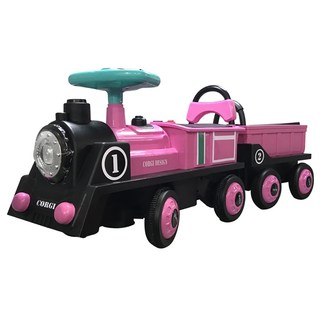 TECHONE MOTO35 仿真電動小火車兒童電動車四輪遙控汽車雙人小孩寶寶充電玩具車大人小火車可坐人, 粉色, 1個