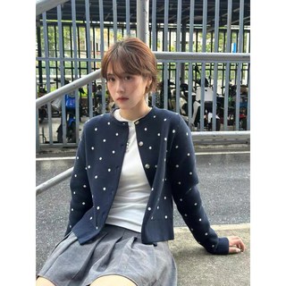 復古波點針織衫小外套