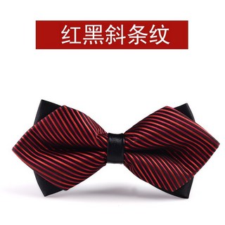 英倫雙層條紋蝴蝶結男士領結，正裝商務韓版新郎結婚領結，多色可選