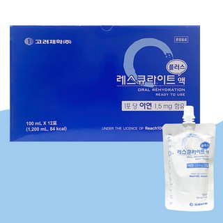 고려제약 레스큐라이트 플러스액 마시는 포도당 비타민 혼합음료 어린이, 12개, 100ml