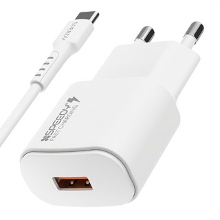 SPEEDY2 USB-A 15W 高速充電器 + Type-C傳輸線, 1套, 白色