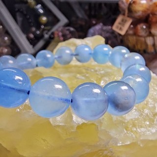 靈石有約 海藍寶圓珠手鍊 11mm 珠徑 手圍17 水晶礦石飾品
