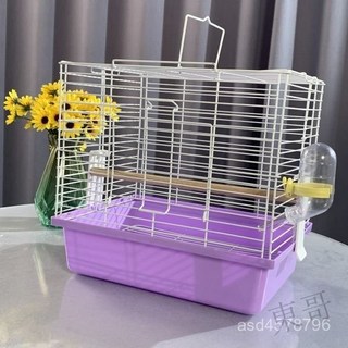 熱賣 基礎籠寵物籠兔籠兔子籠家用兔籠倉鼠籠侏儒兔倉鼠金絲熊籠子外帶籠HHV6, 白籠+藍色託盤,47*30*30 基礎籠9釐米加高託盤, 1個