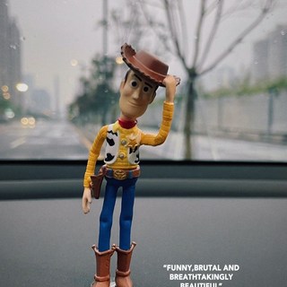 臺灣-出貨 巴斯光年胡迪車載擺件，玩具總動員汽車中控臺裝飾，可愛車內微景觀, 1個, 胡迪單公仔（高約8.5厘米）