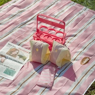 리베아르 감성 여행 경량 돗자리 방수 돗자리 휴대용 피크닉 매트, 핑크