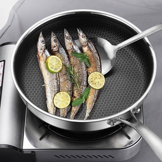 德國技術蜂巢立體刻紋不沾不粘30cm平底鍋，不銹鋼平底鍋，台灣24H快速出貨, 1個