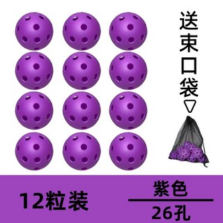 Pickleball 匹克球 40/26孔 室內外訓練比賽球 兒童成人, 1個, 紫色【12個裝】#匹克球26孔室內pickleball