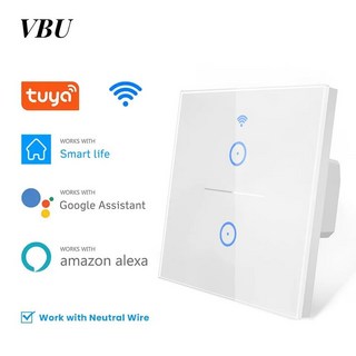 투야 와이파이 스마트 스위치 터치 벽 센서 라이프 알렉사 구글 홈 지원, 03 2 gang, 01 100-240V