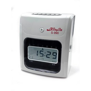 【自動吸卡/遲到早退打紅/自動移位/辨識正反面】, 1台, LIDINGDA 力頂達 S990液晶打卡鐘1台+50張打卡紙