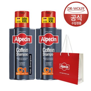 [공식] 알페신 카페인 샴푸 C1 (모발 강화) 375ml + 쇼핑백 증정, 2개