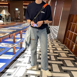 MYQ短袖T恤男款夏季韓版寬鬆潮流字母印花百搭純棉半袖體恤上衣