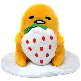 FuRyu 幸幸貓 景品 蛋黃哥 草莓季節 娃娃 布偶 坐姿 大絨毛玩偶(H25cm), 白色草莓, 1個