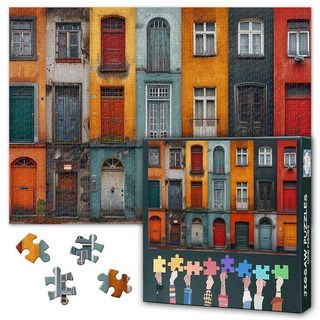 해외 TUMOVO 성인용 퍼즐 1000피스 귀여운 새끼 고양이 직소 책장 앤티크 책 교육용 재미있는 게임 또는 장로 친구를 위한 장난감 50.8 x 68.6cm20 27인치 미, .0006.문.